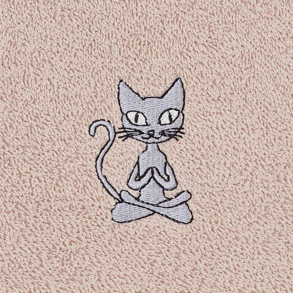 Lot de 3 torchons carrés en éponge coton YOGI CAT sable, SENSEI MAISON