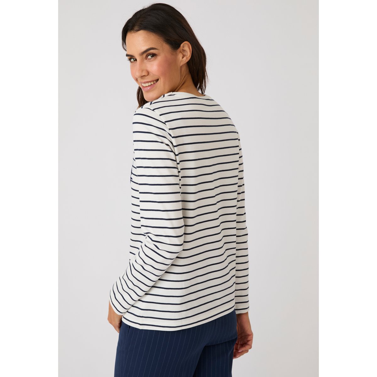 T-shirt marinière imprimé bleu marine rayé, DAMART