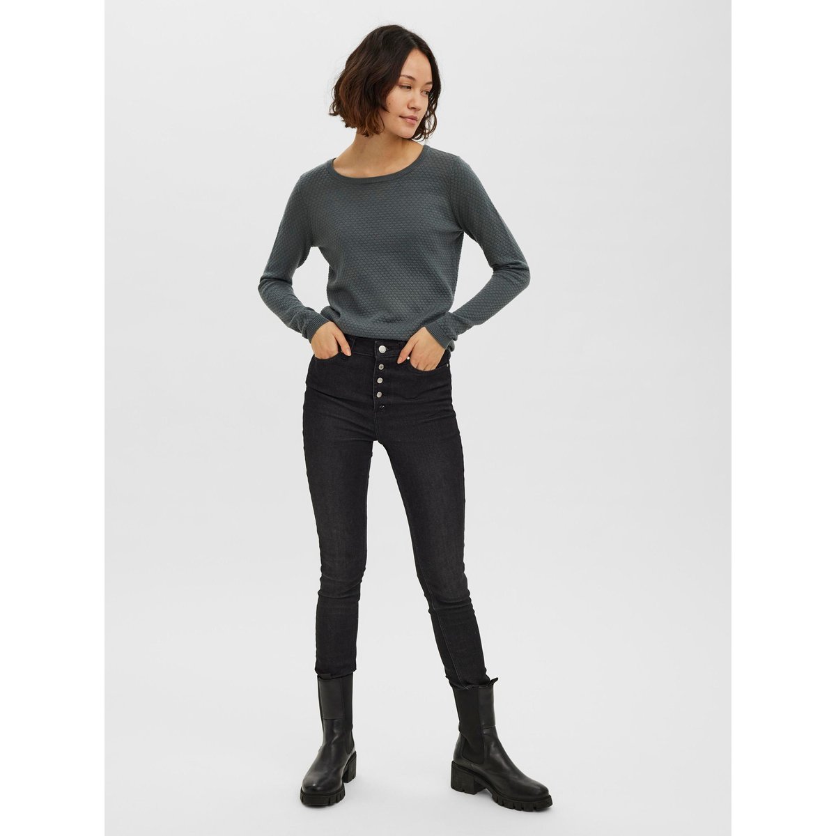 Pull En Fine Maille, Col Rond balsam green, VERO MODA