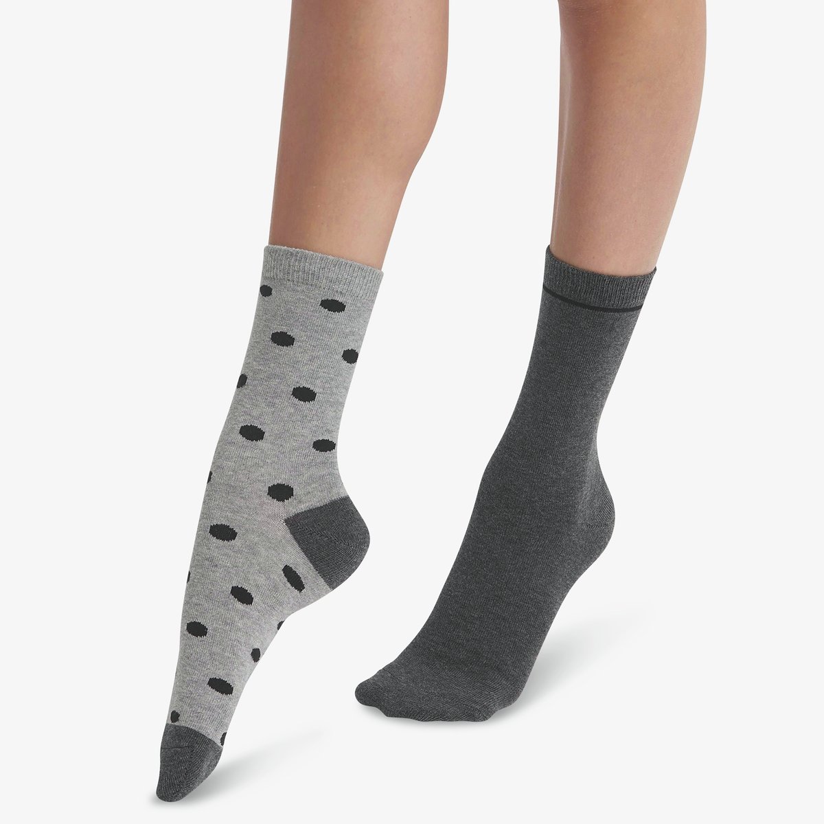 Lot de 2 paires de chaussettes Coton Style gris, DIM