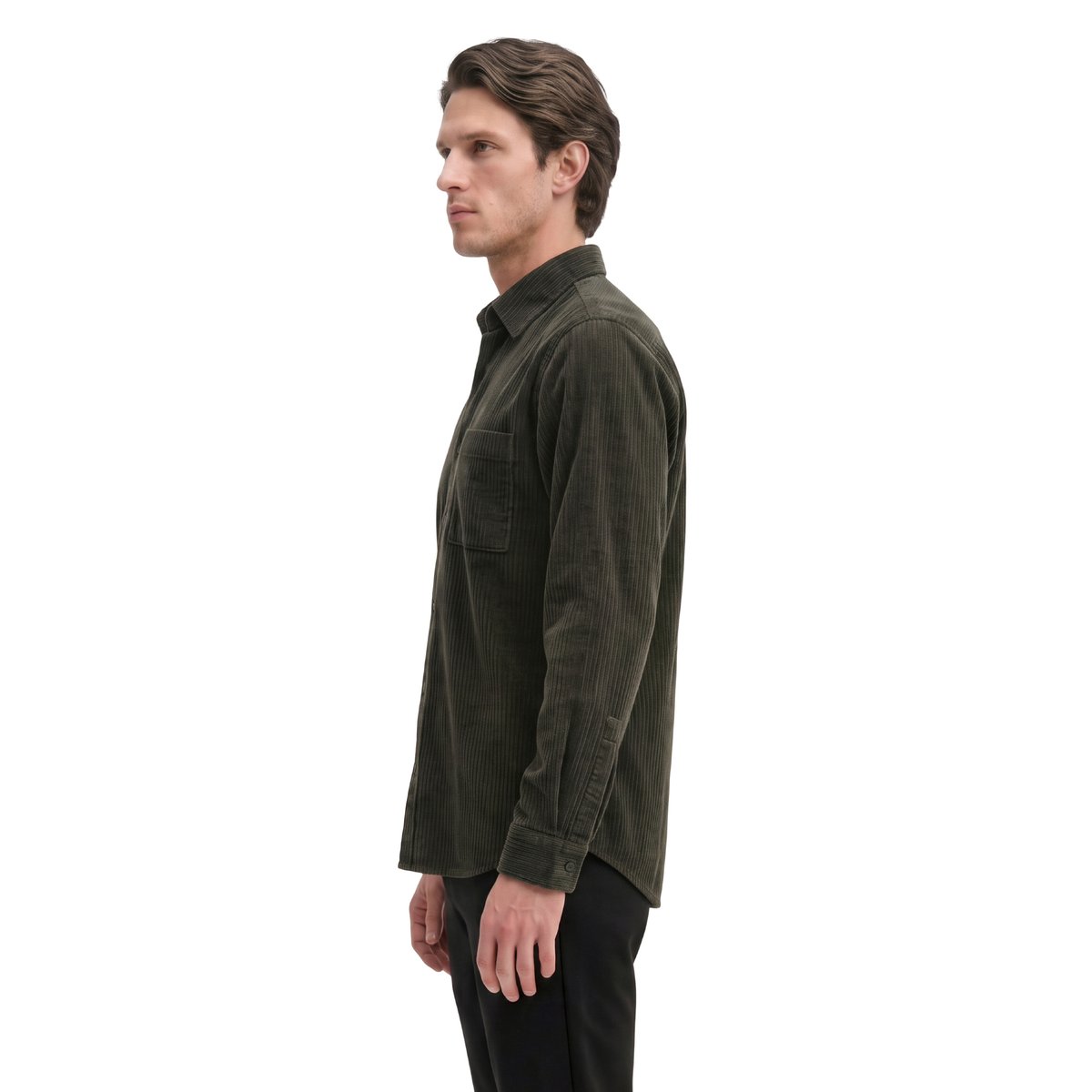 Chemise en velours côtelé, coupe classique en coton bio tout doux noir, MARC O'POLO