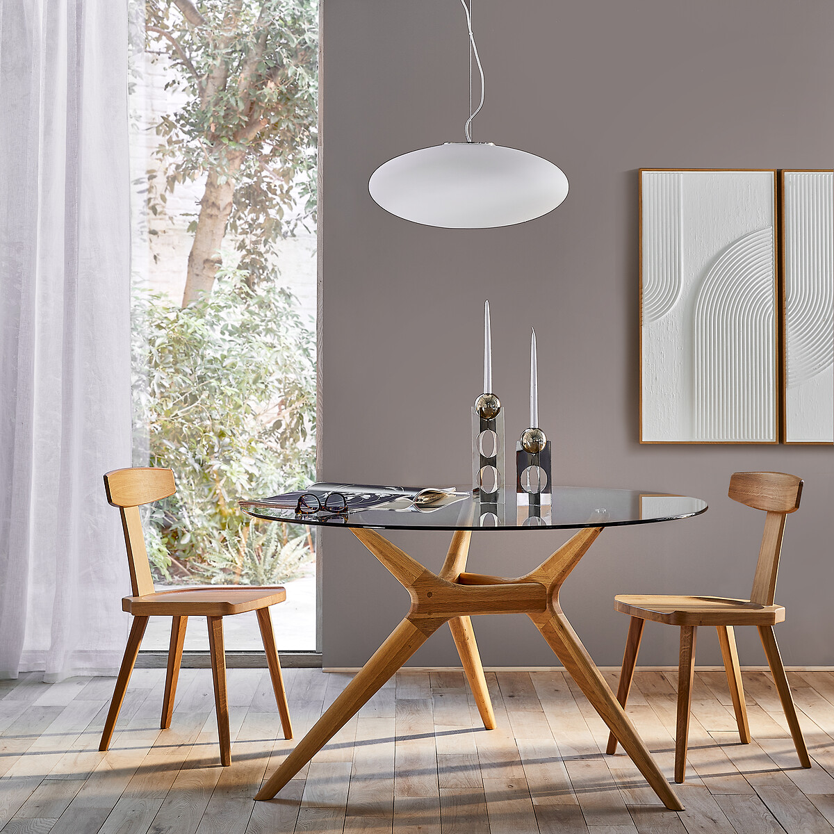Runder Tisch Maricielo aus Glas und massiver Eiche natureicheholz, AM.PM