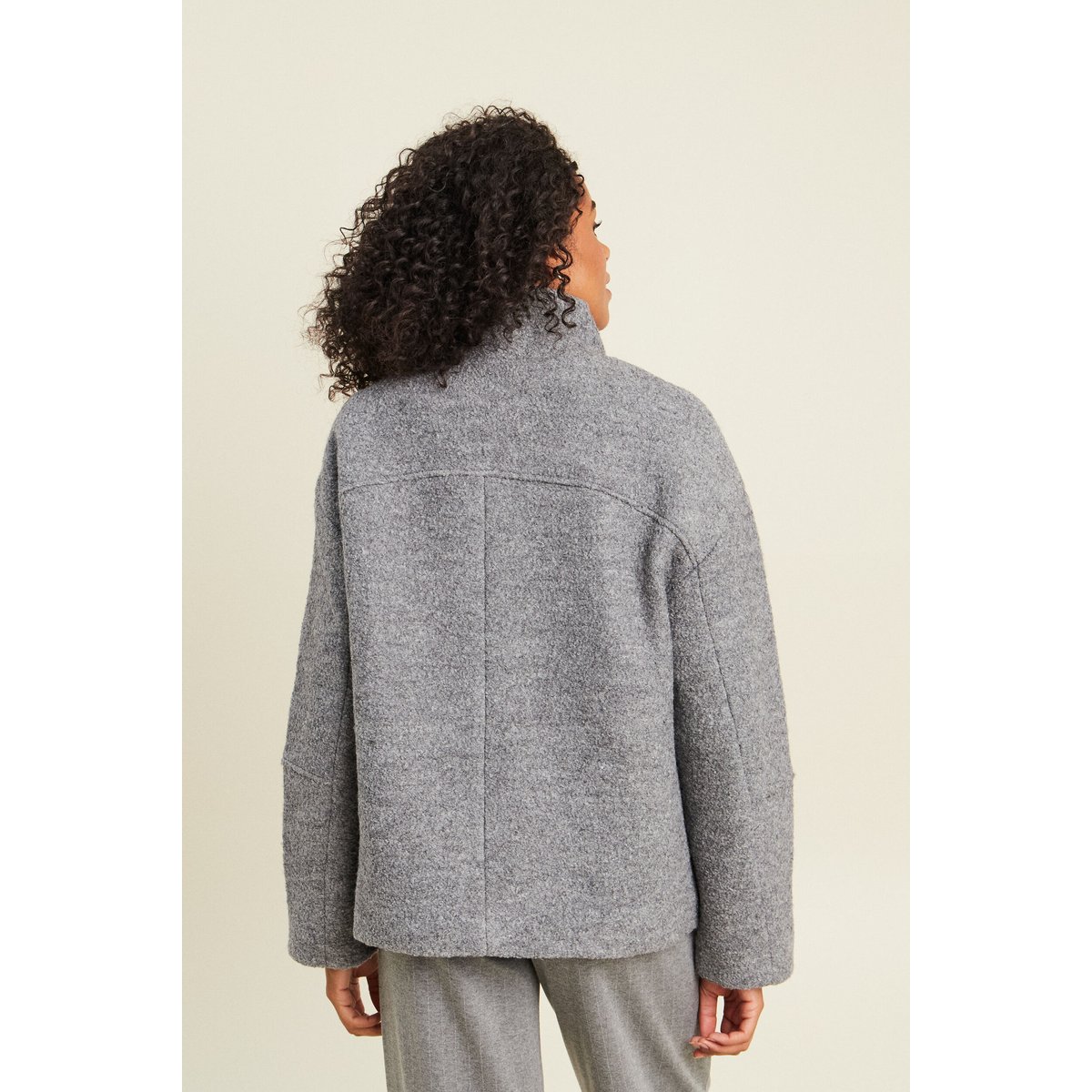 Manteau doublé col montant gris clair, BREAL