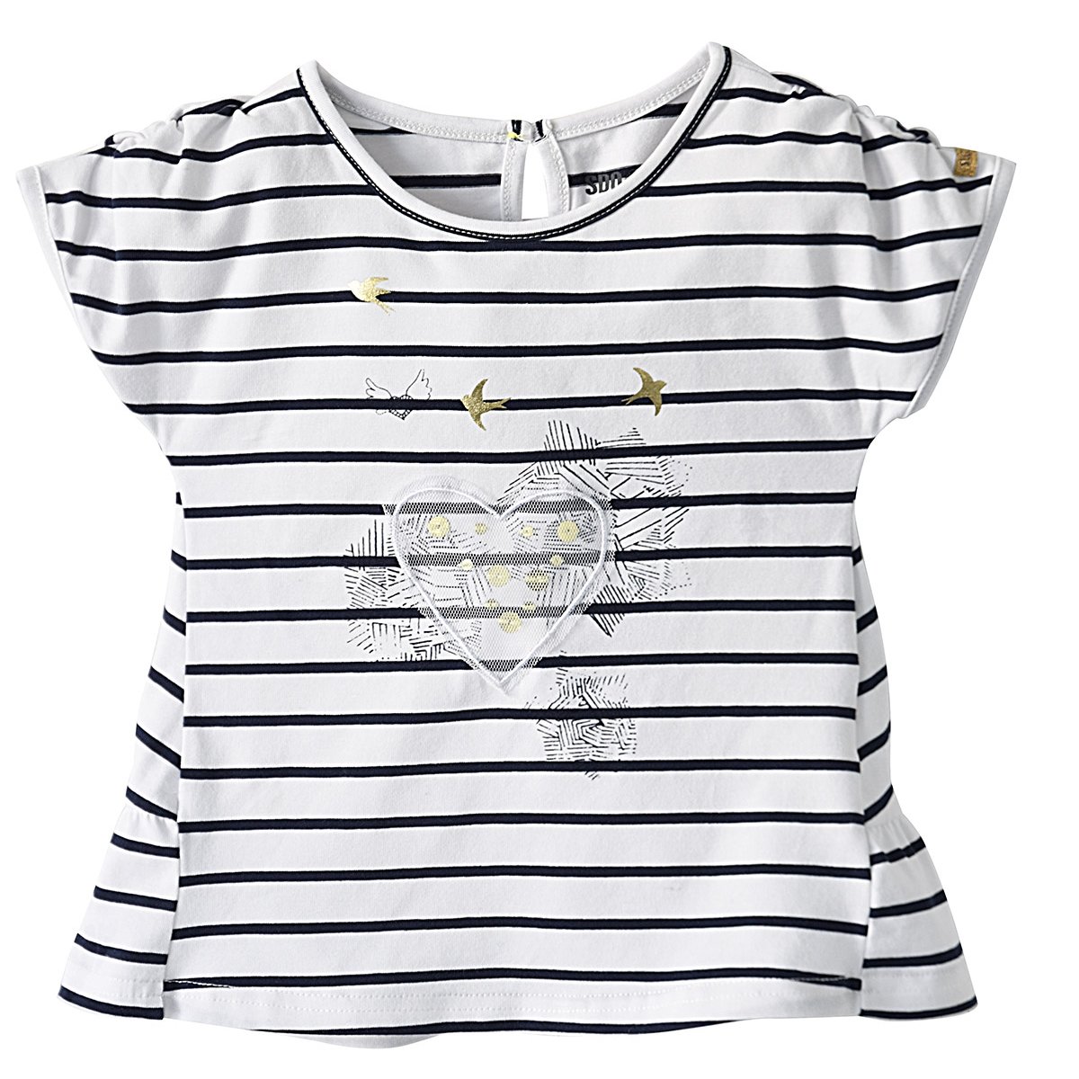 T-shirt blanc raye fille les grands de sucre d'orge blanc, SUCRE D'ORGE