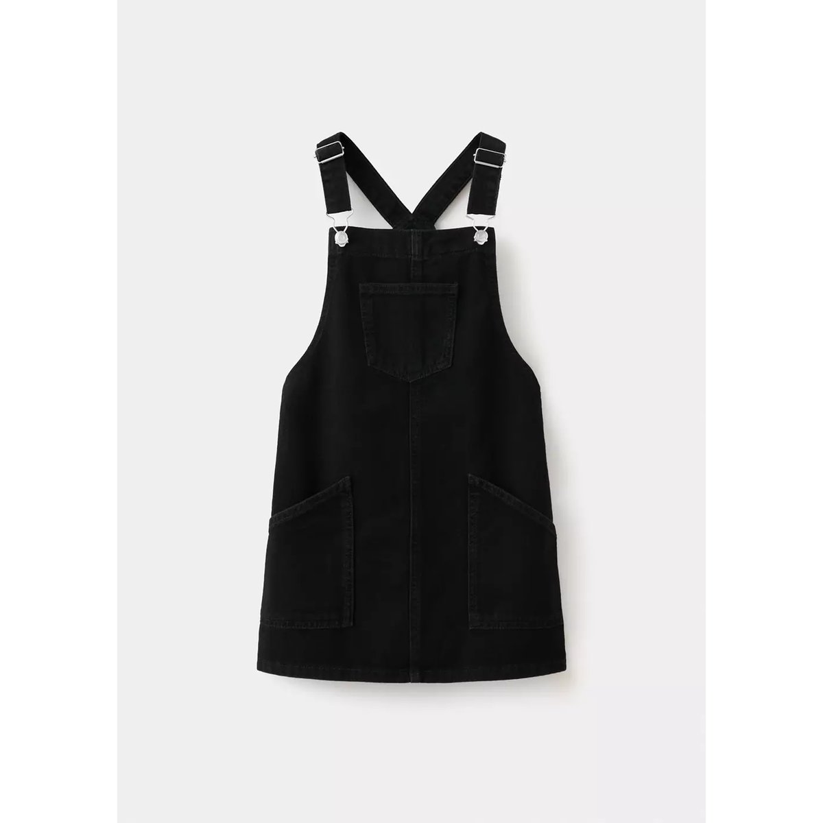 Robe chasuble denim poches black denim, MANGO KIDS