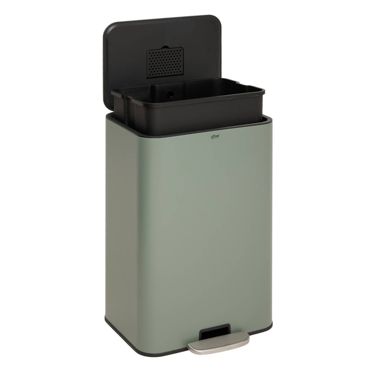 Poubelle rectangulaire à pédale en acier DELTA vert, 5FIVE SIMPLY SMART