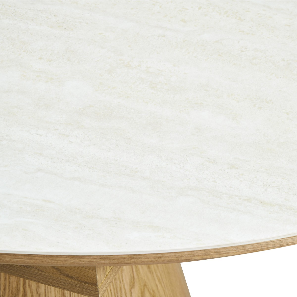 Table à manger extensible ovale 6/8 personnes - ORA chêne clair / travertin, HOMIFAB