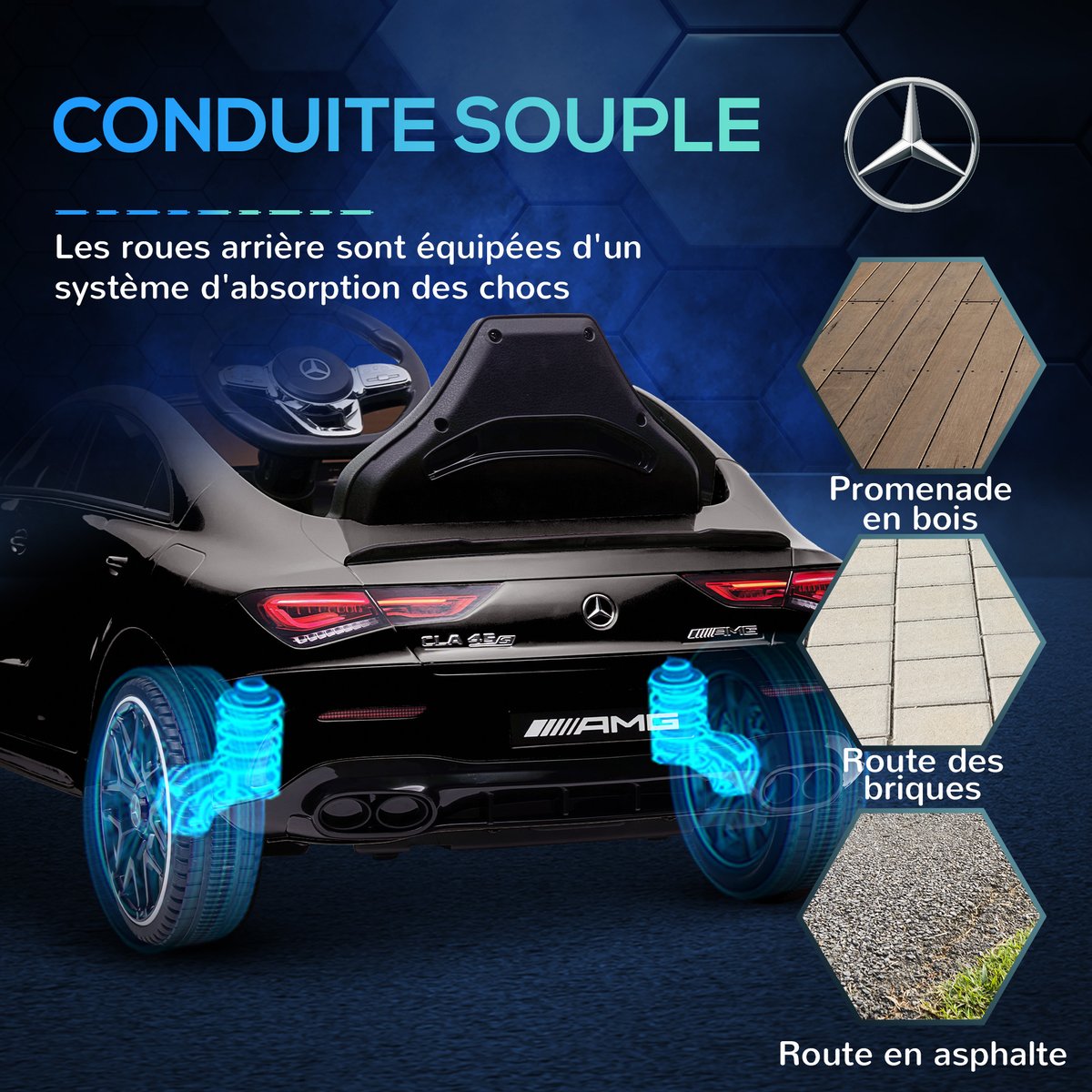 Voiture électrique à conducteur assis noir, AIYAPLAY