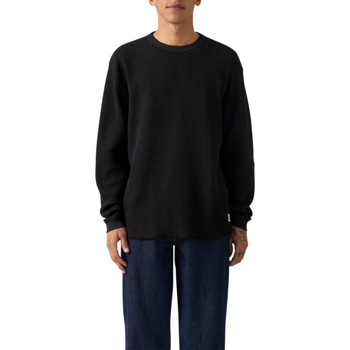 Pull en coton anthracite en maille effet gaufrée pourvu d'une coupe droite anthracite, LEVI'S