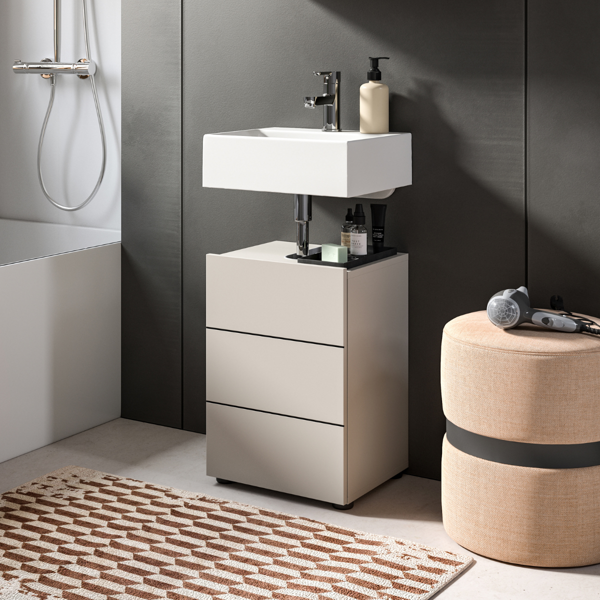 Meuble sous lavabo 1 porte NUA cashmere, CALICOSY