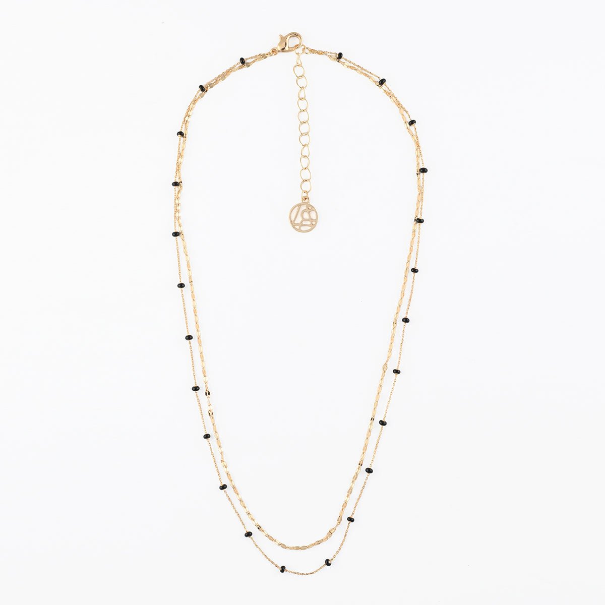 Collier 2 rangs chaînes fines noir, BALABOOSTE