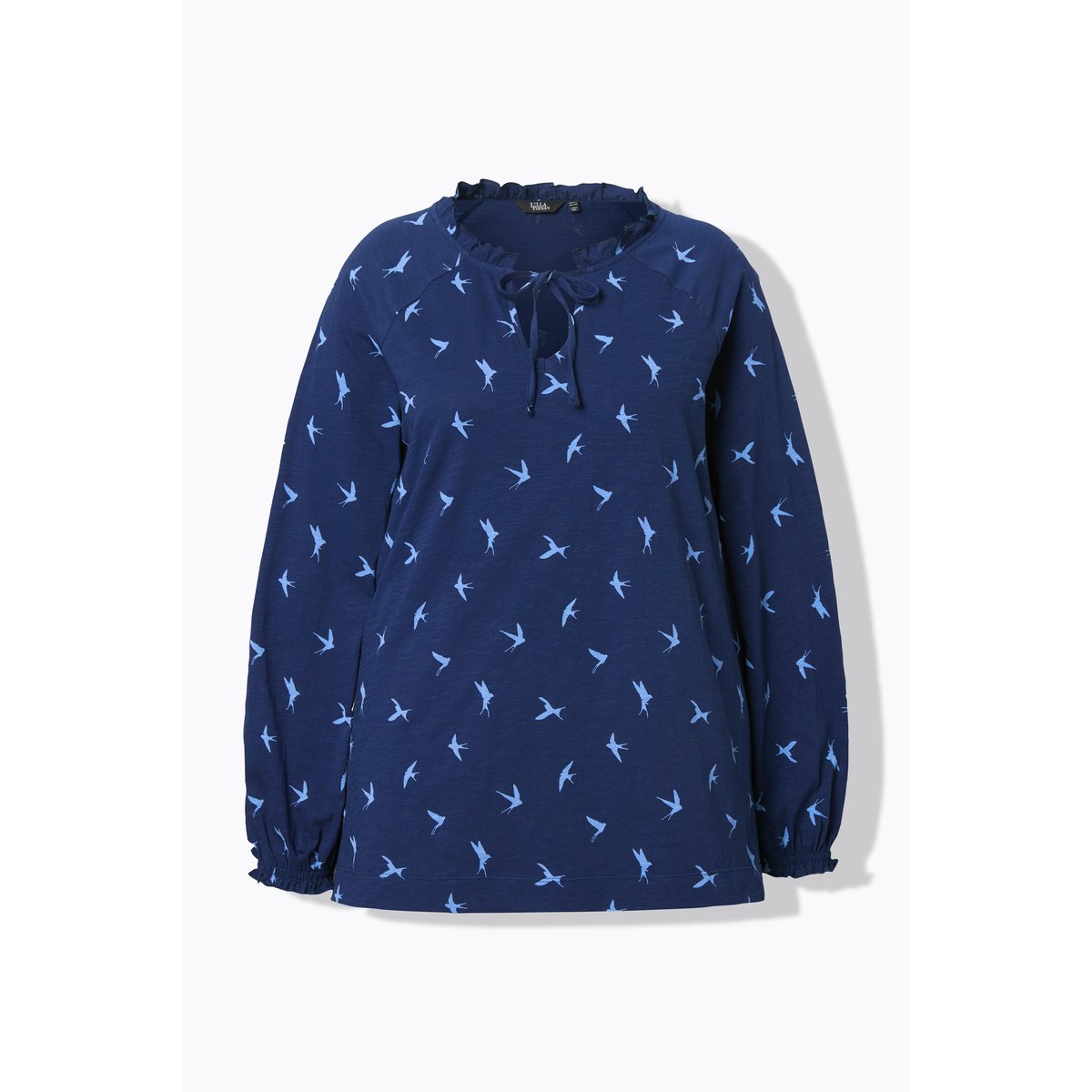 T-shirt avec ruchés, motif hirondelles bleu encre, ULLA POPKEN