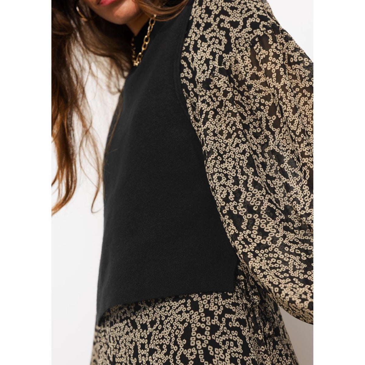 Robe courte effet 2 en 1 imprimé noir, PROMOD