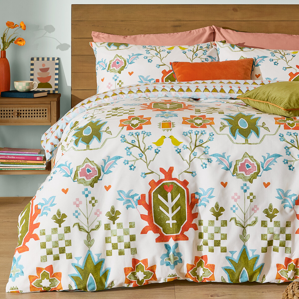 Dilara Reversible Printed Duvet Cover and Pillowcase Set blue, FURN.