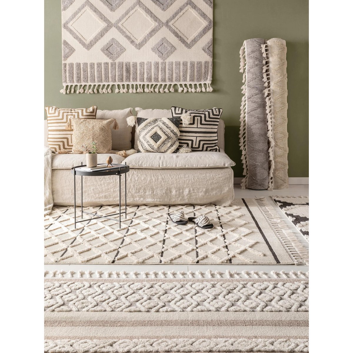 Tapis OYO crème/gris, BENUTA