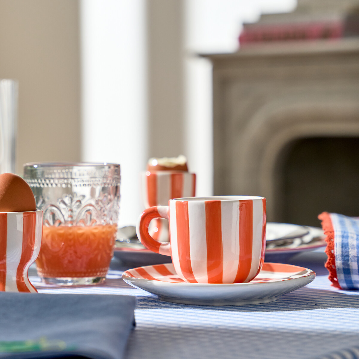 Set of 2 Darcy Dolomite Cups & Saucers coral, LA REDOUTE INTERIEURS