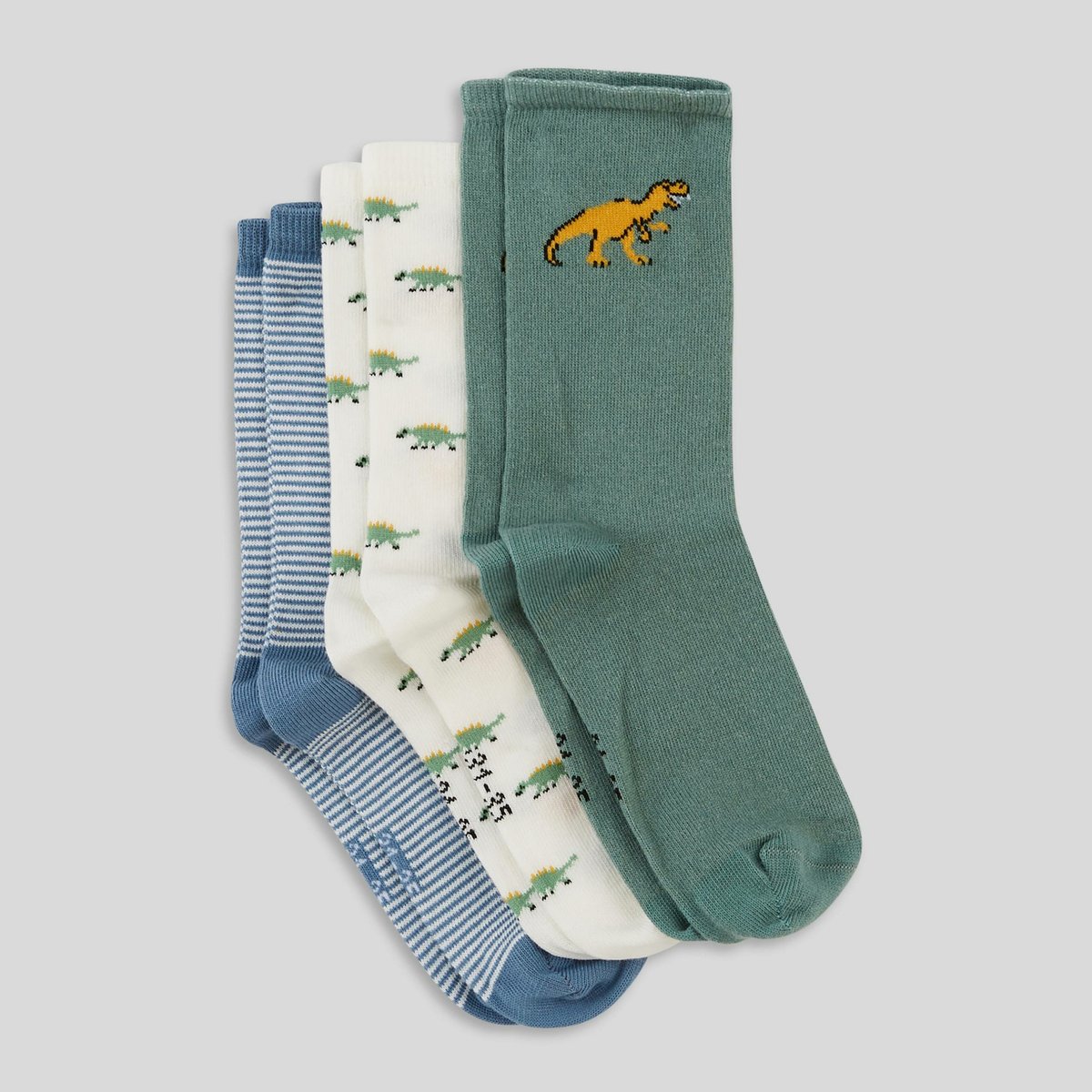Lot de 3 paires de chaussettes à motifs contenant du coton BIO emeraude, MONOPRIX