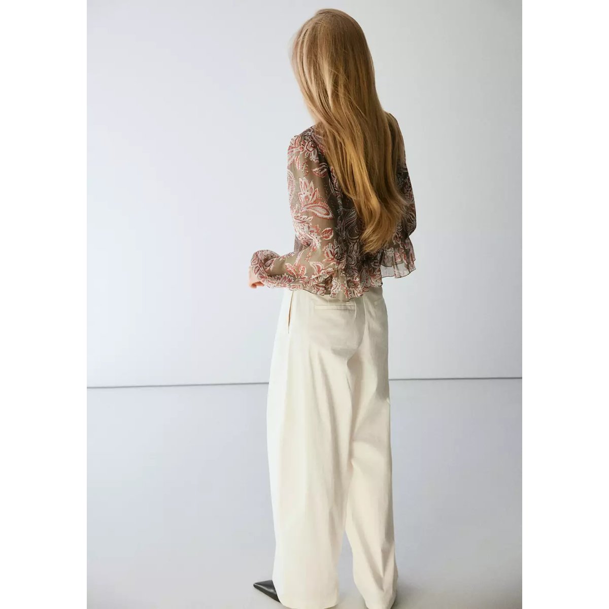 Blouse imprimé floral à nœud vert, MANGO