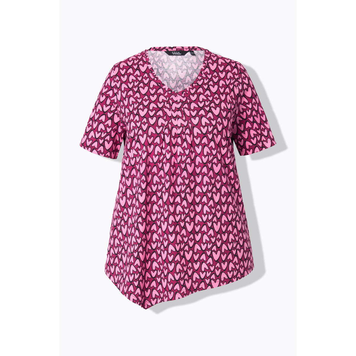 T-shirt imprimé petits cœurs, base en pointe rubis, ULLA POPKEN