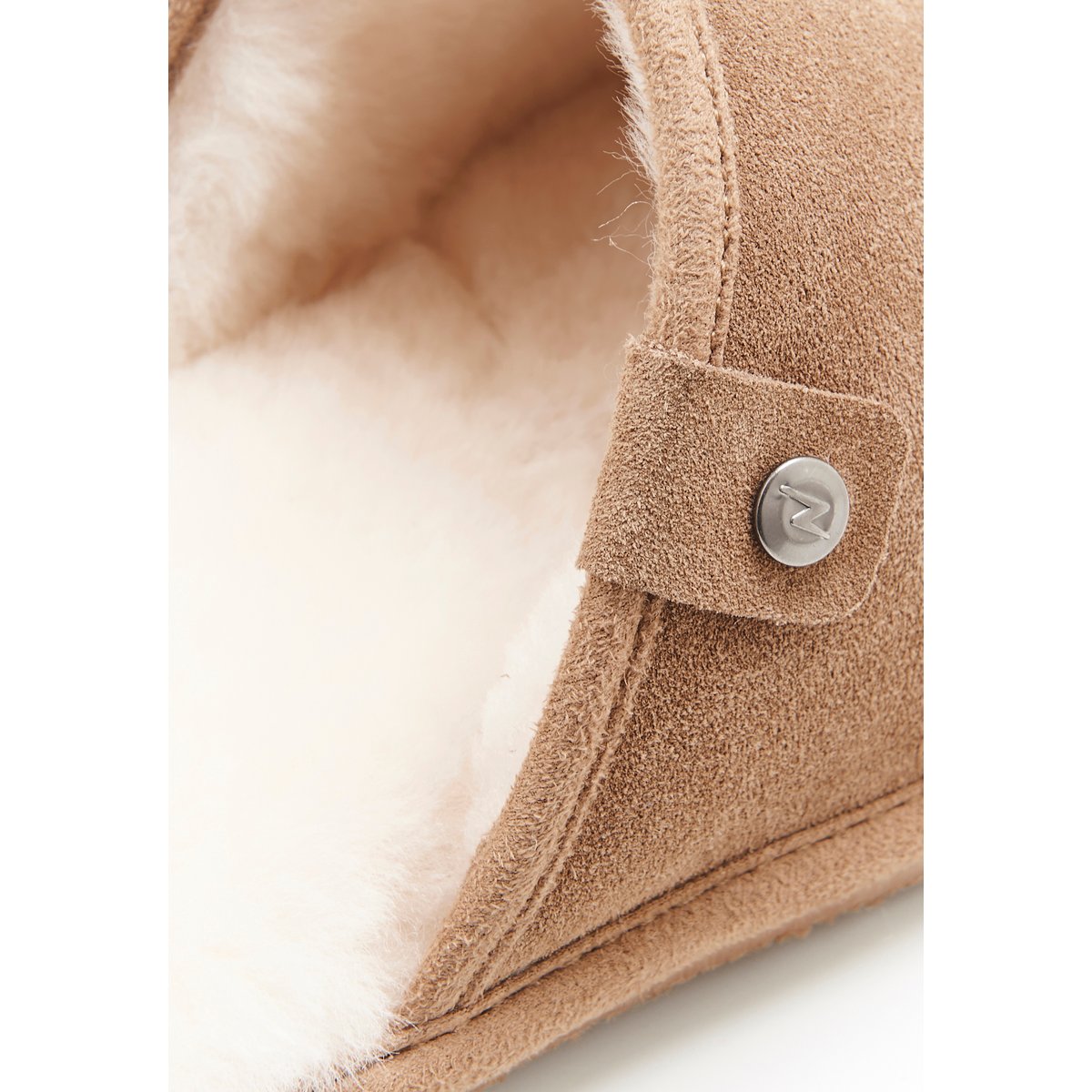Chaussons Thermolactyl dessus croûte de cuir marron beige, DAMART