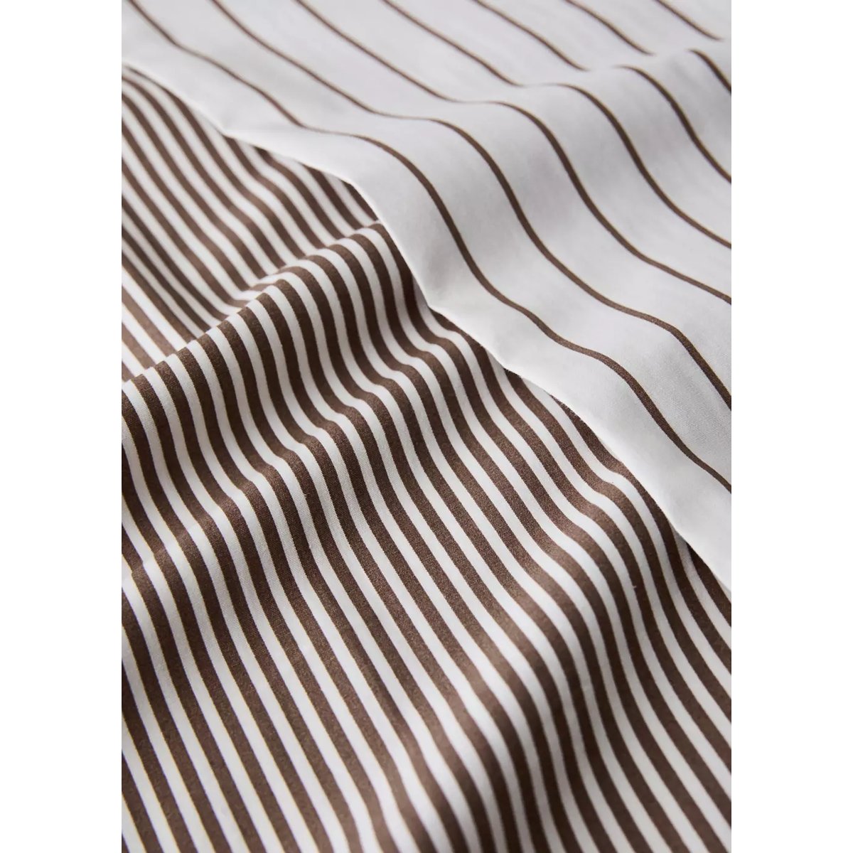 Housse de couette 100 % percale de coton à rayures Lit 180/200 cm café, MANGO HOME