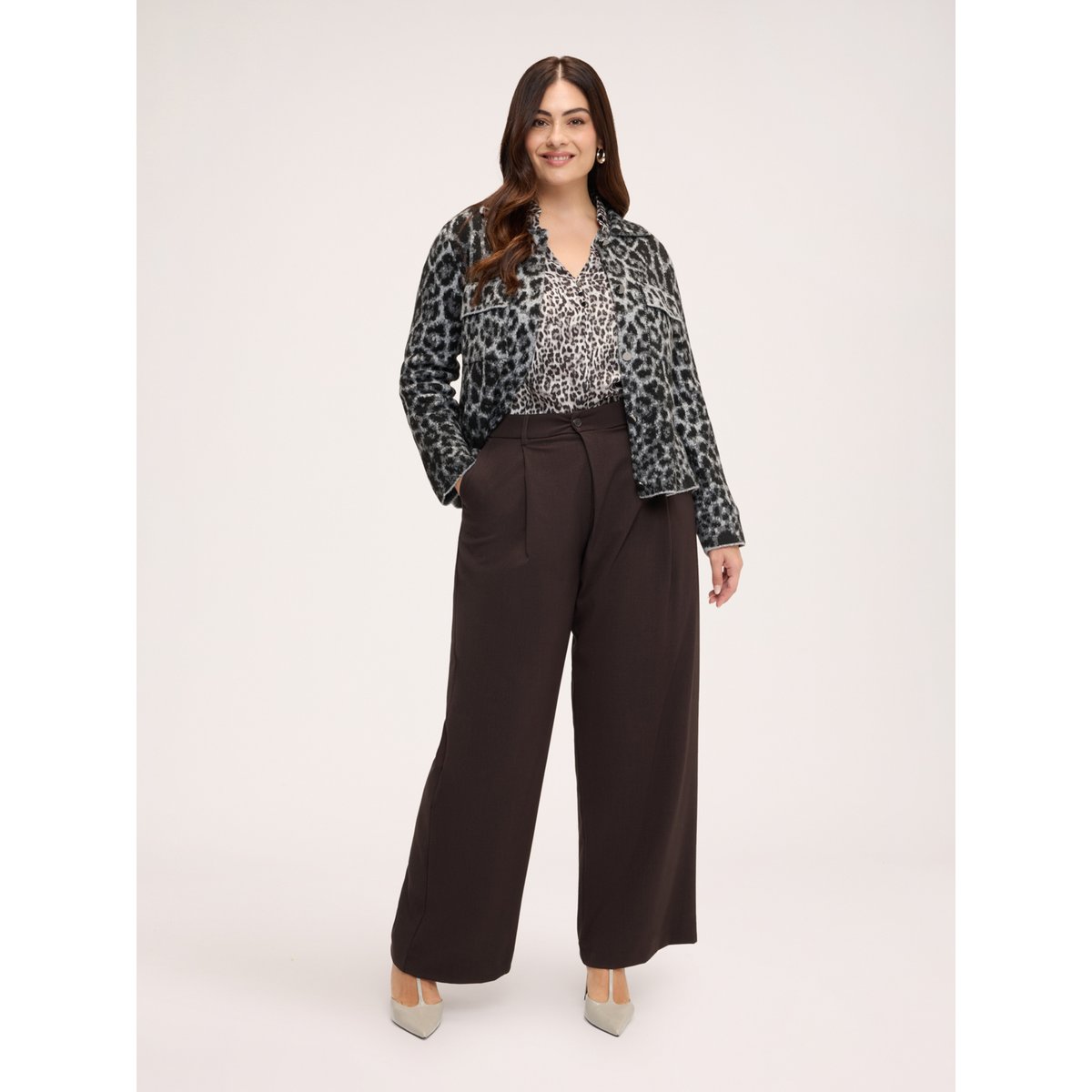 Veste à imprimé animalier gris, FIORELLA RUBINO