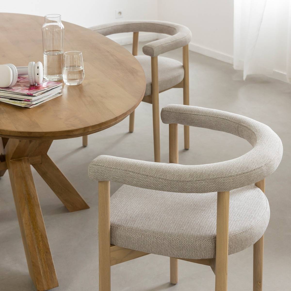Lot de 2 chaises en bois d'orme NOHAM bois clair, MADE IN MEUBLES
