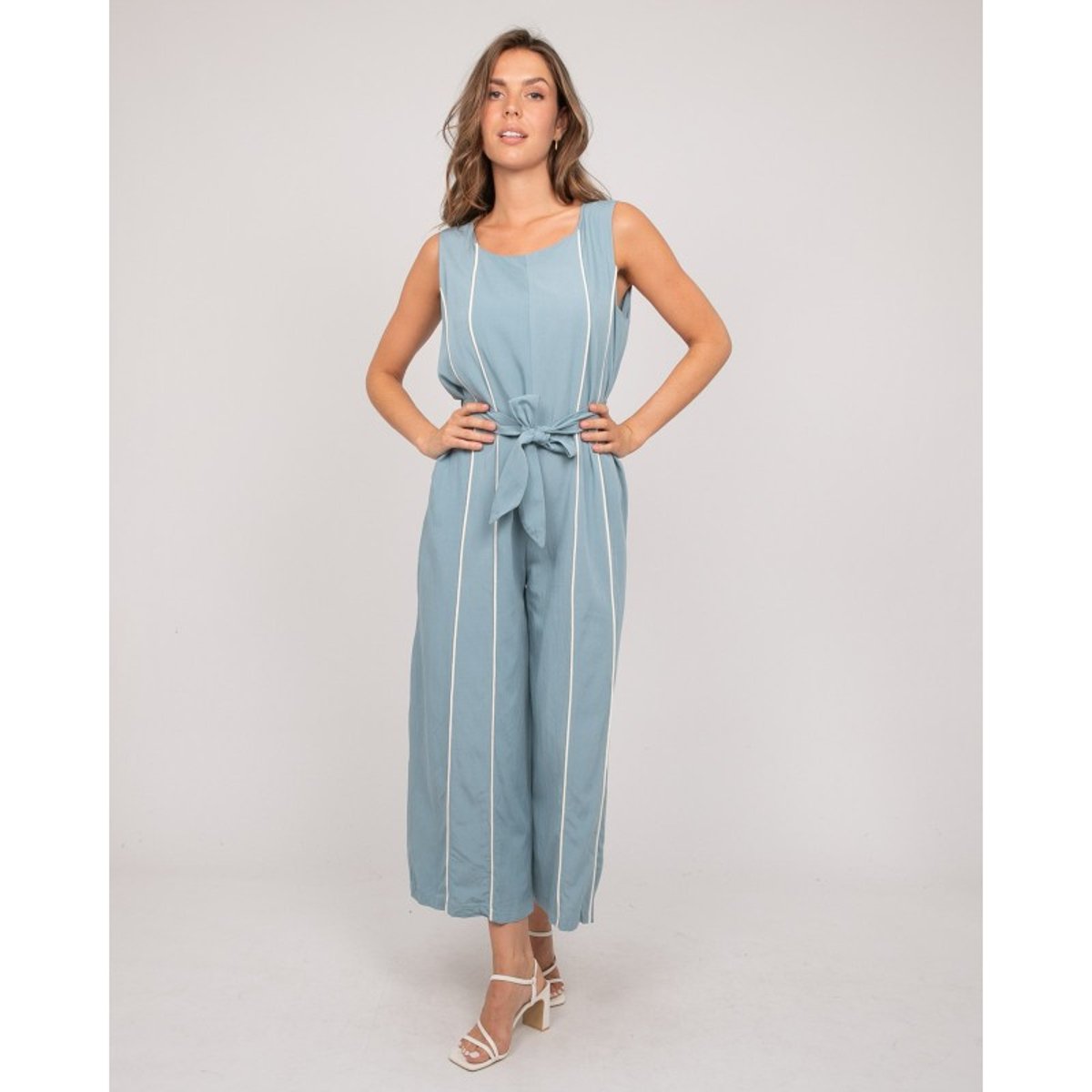 Combinaison Pantalon Sans Manches Rayures Emerance bleu, DONA LISA