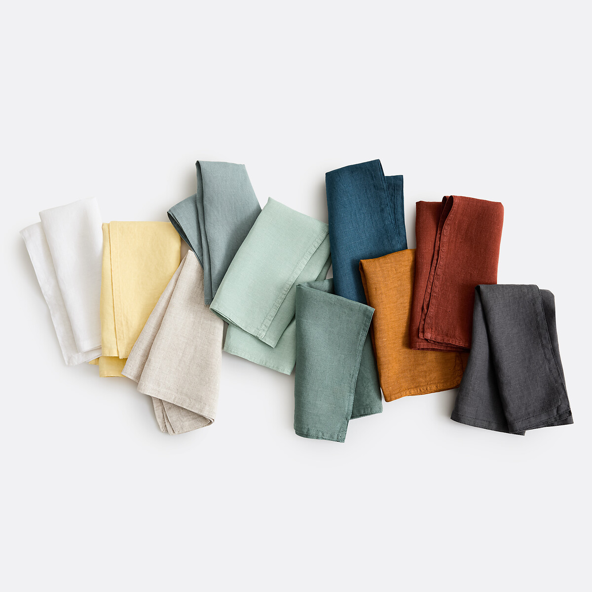 Set of 4 Victorine Best Quality Linen Napkins grey-green, LA REDOUTE INTERIEURS