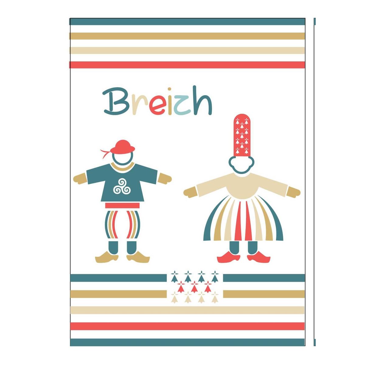 Lot de 2 torchon Couple de bigouden multicol, EDEN