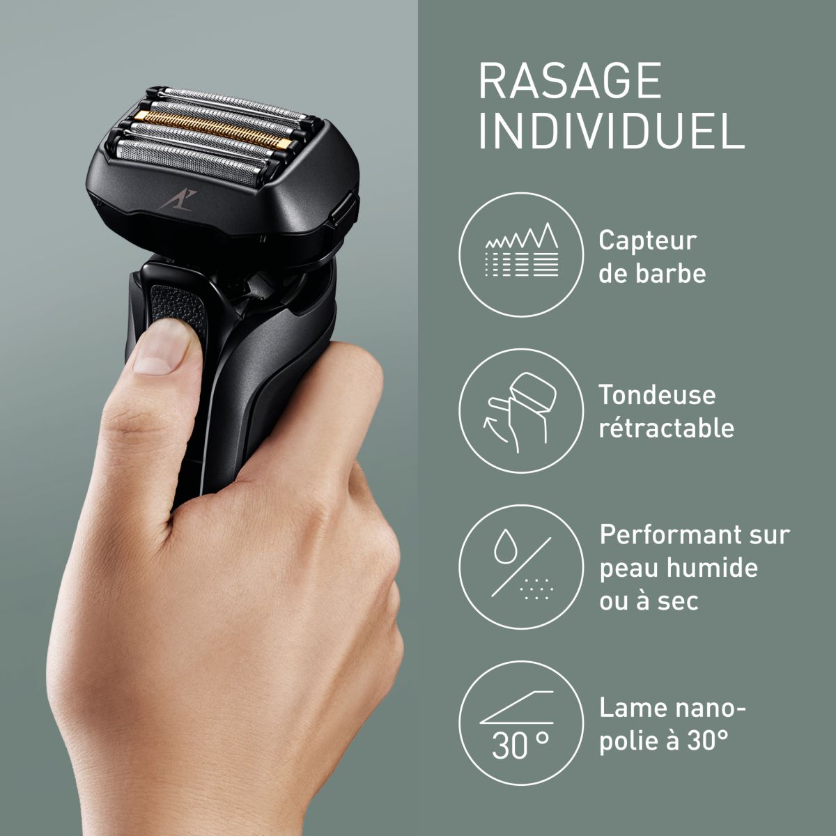 Rasoir électrique 5 lames ES-LV6U-K803 noir, PANASONIC