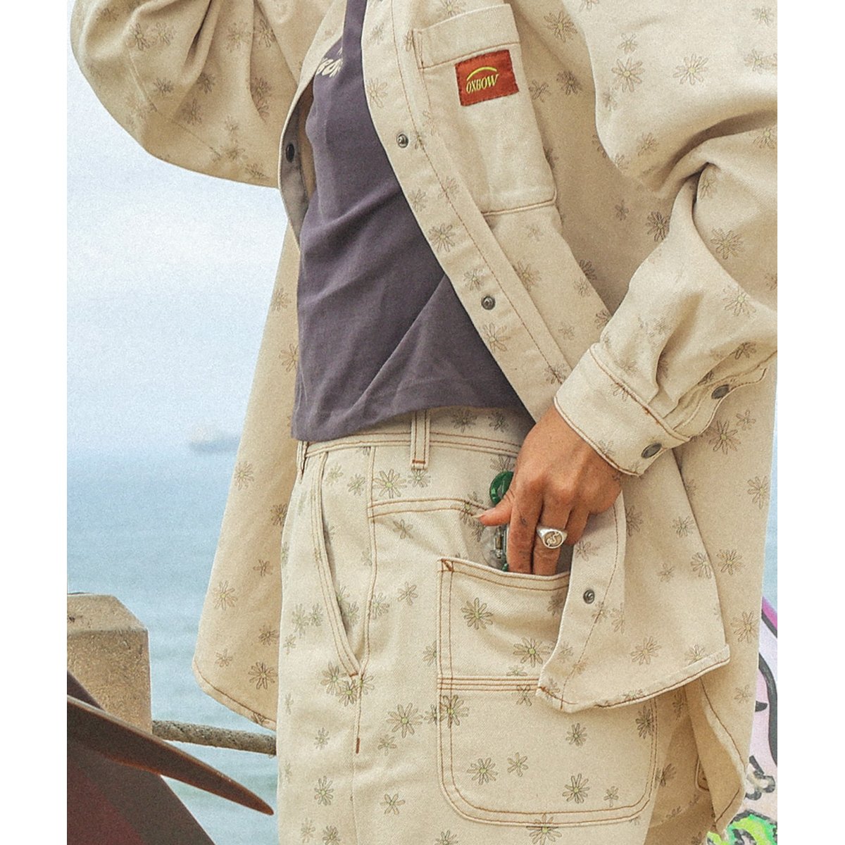Surchemise en denim imprimé MARGARIDA sable, OXBOW