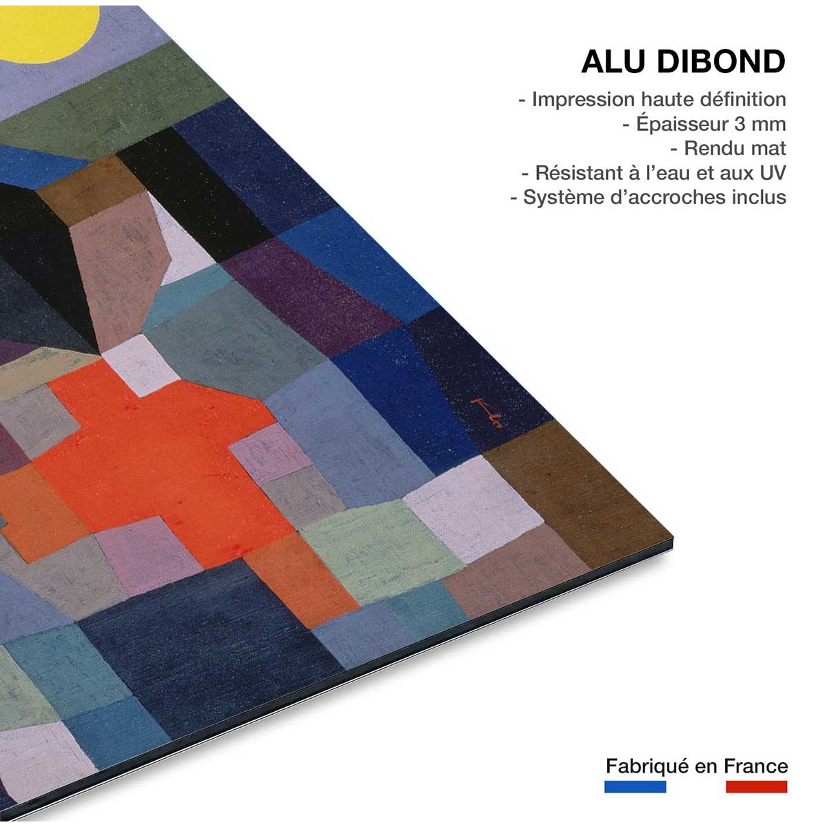 Tableau d'art classique Paul Klee Feu par Pleine Lune tableau alu dibond, HEXOA