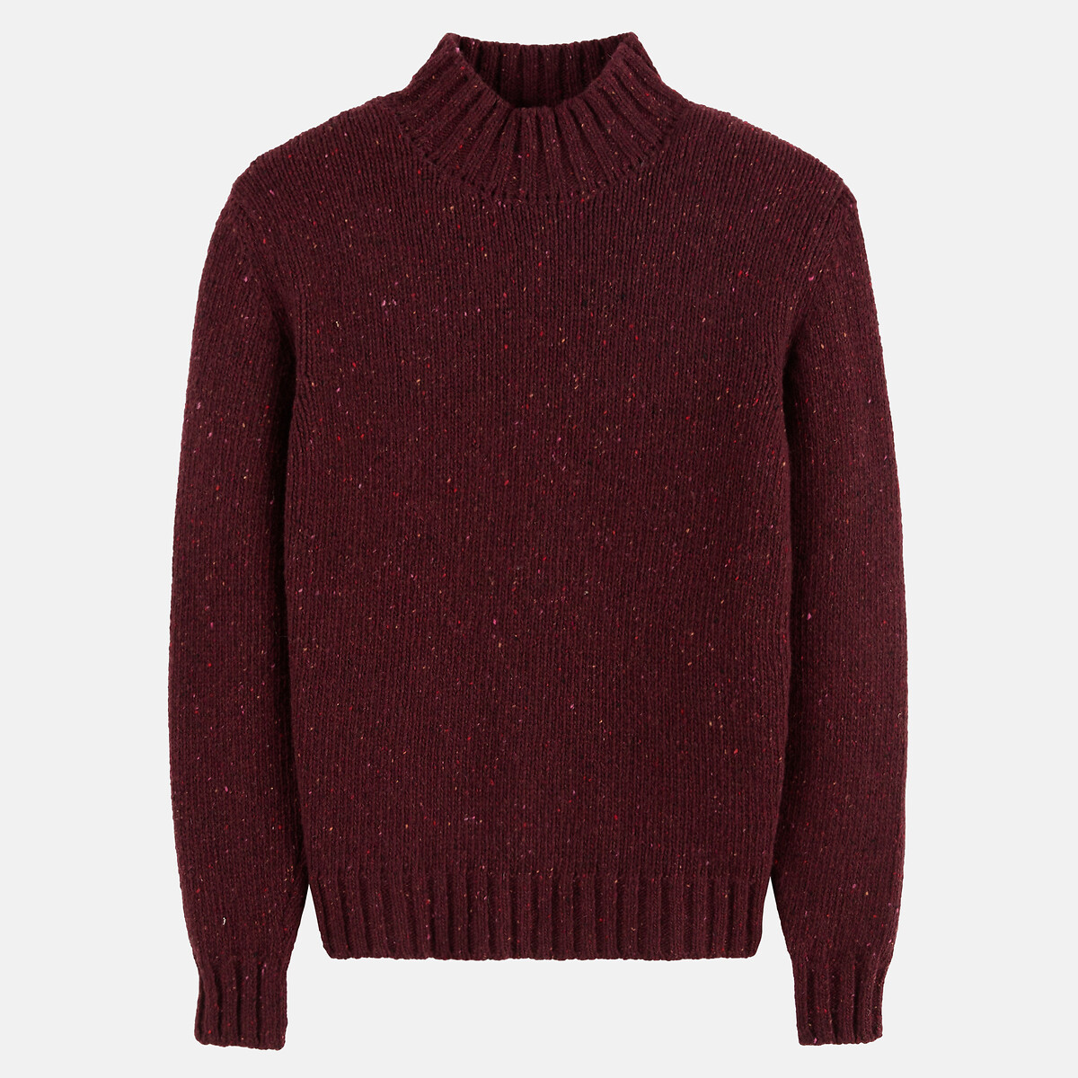 Pullover mit Stehkragen, Grobstrick bordeaux , LA REDOUTE COLLECTIONS