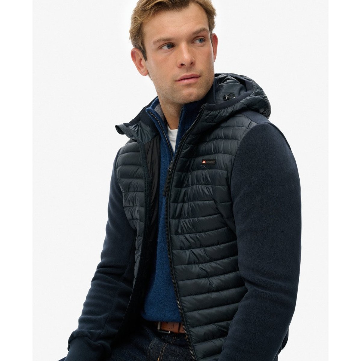 Veste à capuche en polaire Storm Hybrid bleu marine éclipse, SUPERDRY