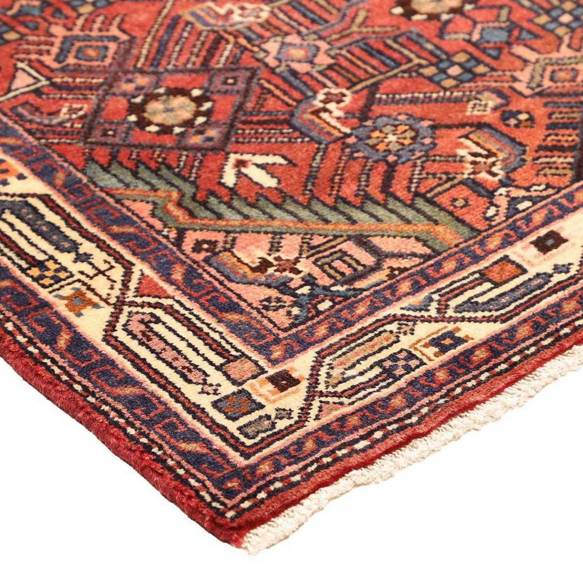 Tapis d'orient au motif oriental, noué à la main, HAMADAN 7 rouge, beige, bleu, UN AMOUR DE TAPIS