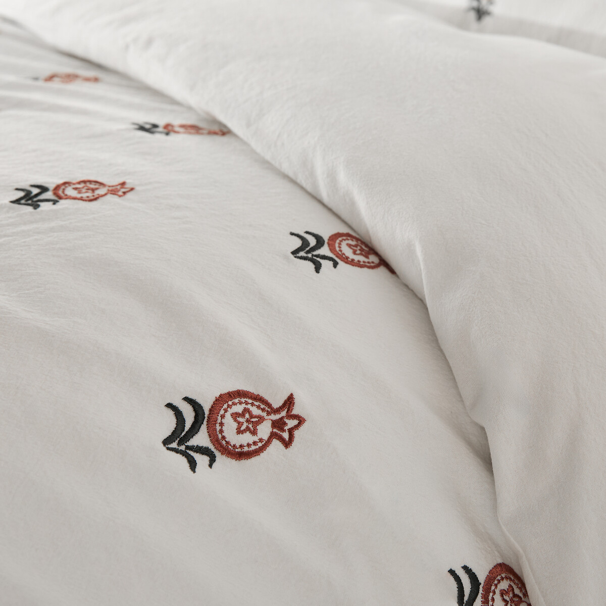 Housse de couette en coton vintage brodé, Anda ecru, LA REDOUTE INTERIEURS