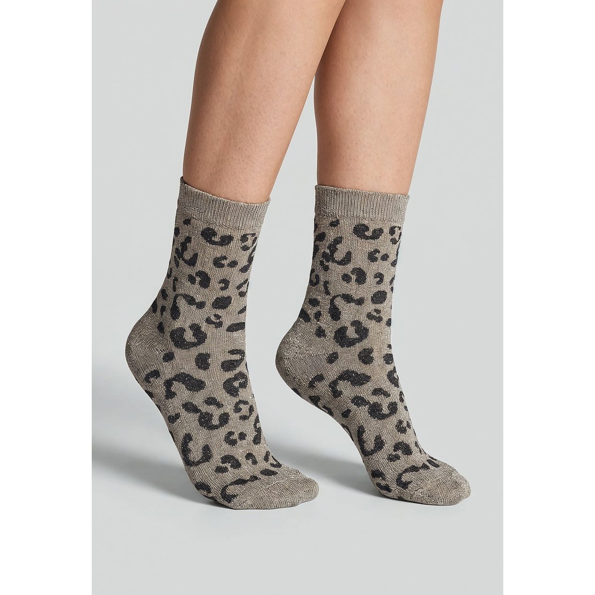 Lot de 3 paires de chaussettes femme léopard et unies ANINA taupe clair, DEELUXE