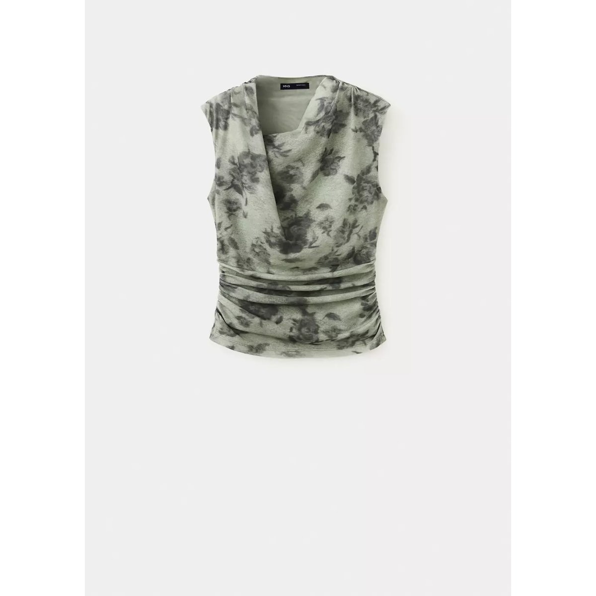 Top imprimé drapé vert, MANGO