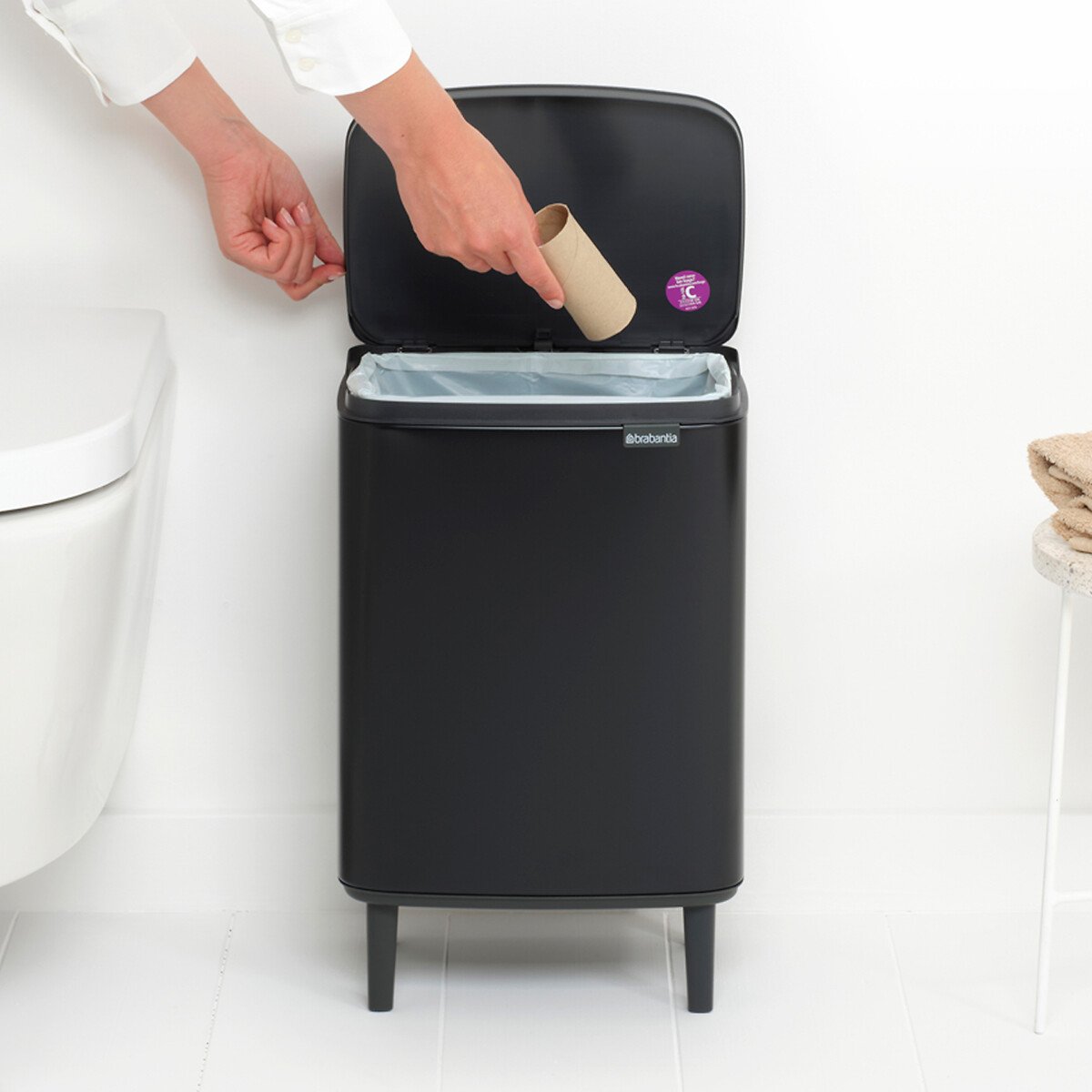 Bo Waste Bin Hi, 12L matt black, BRABANTIA