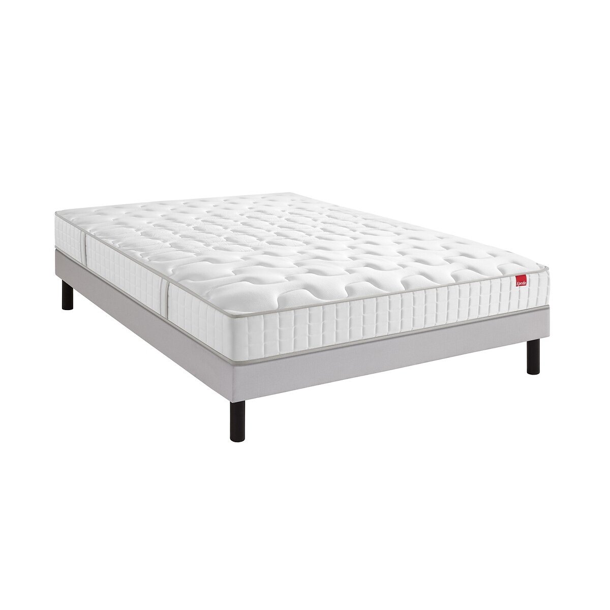 Ensemble matelas 560 ressorts le Poétique + sommier tapissier gris souris, EPEDA