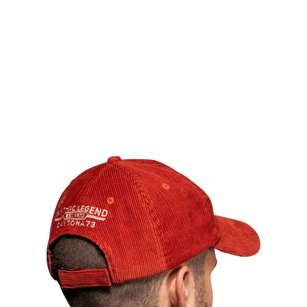 Casquette Brandon en coton brique à rayures pourvue du logo brodé à l'avant rouge, DAYTONA