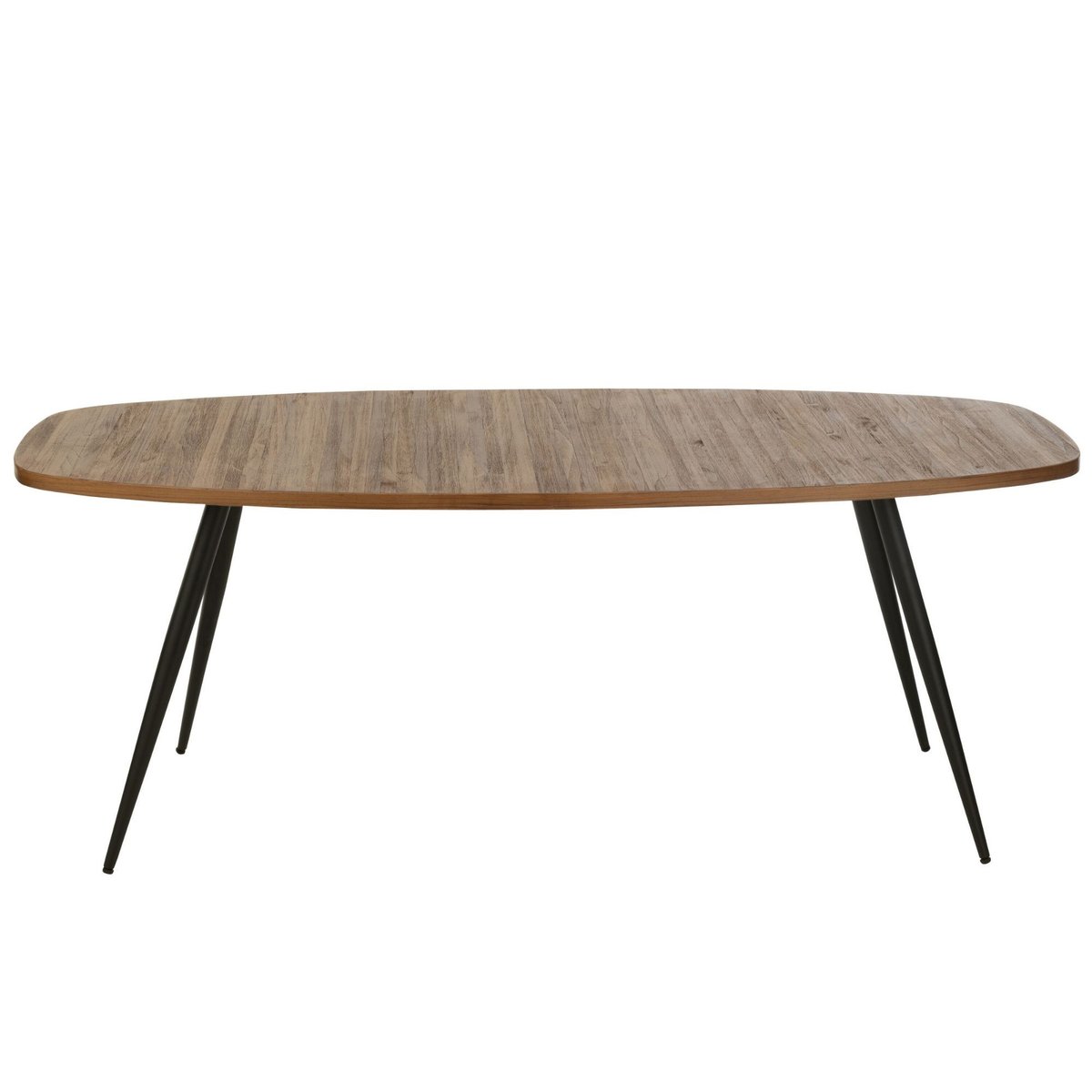 Table à manger ovale en teck recyclé brossé et en métal 6 places L200 - DILI marron, HELLIN, DEPUIS 1862