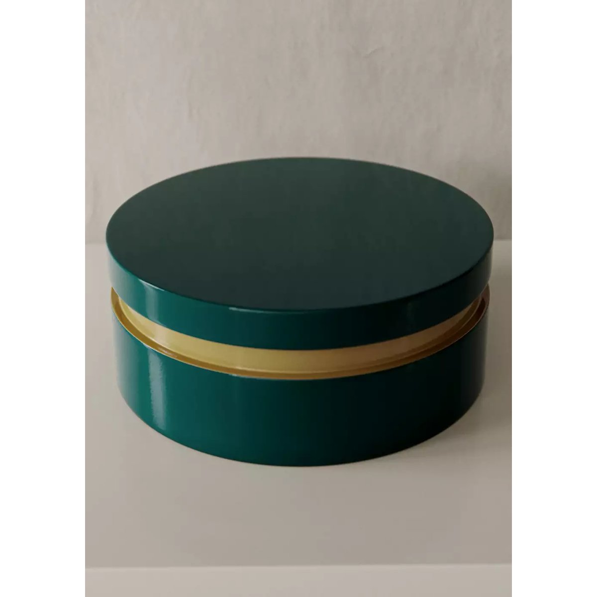 Boîte laquée bicolore, moyenne et ronde bleu pétrole, MANGO HOME