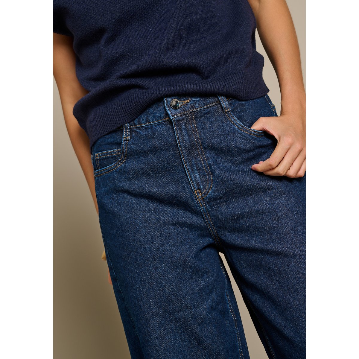 Jean large taille haute dark blue, LOLALIZA
