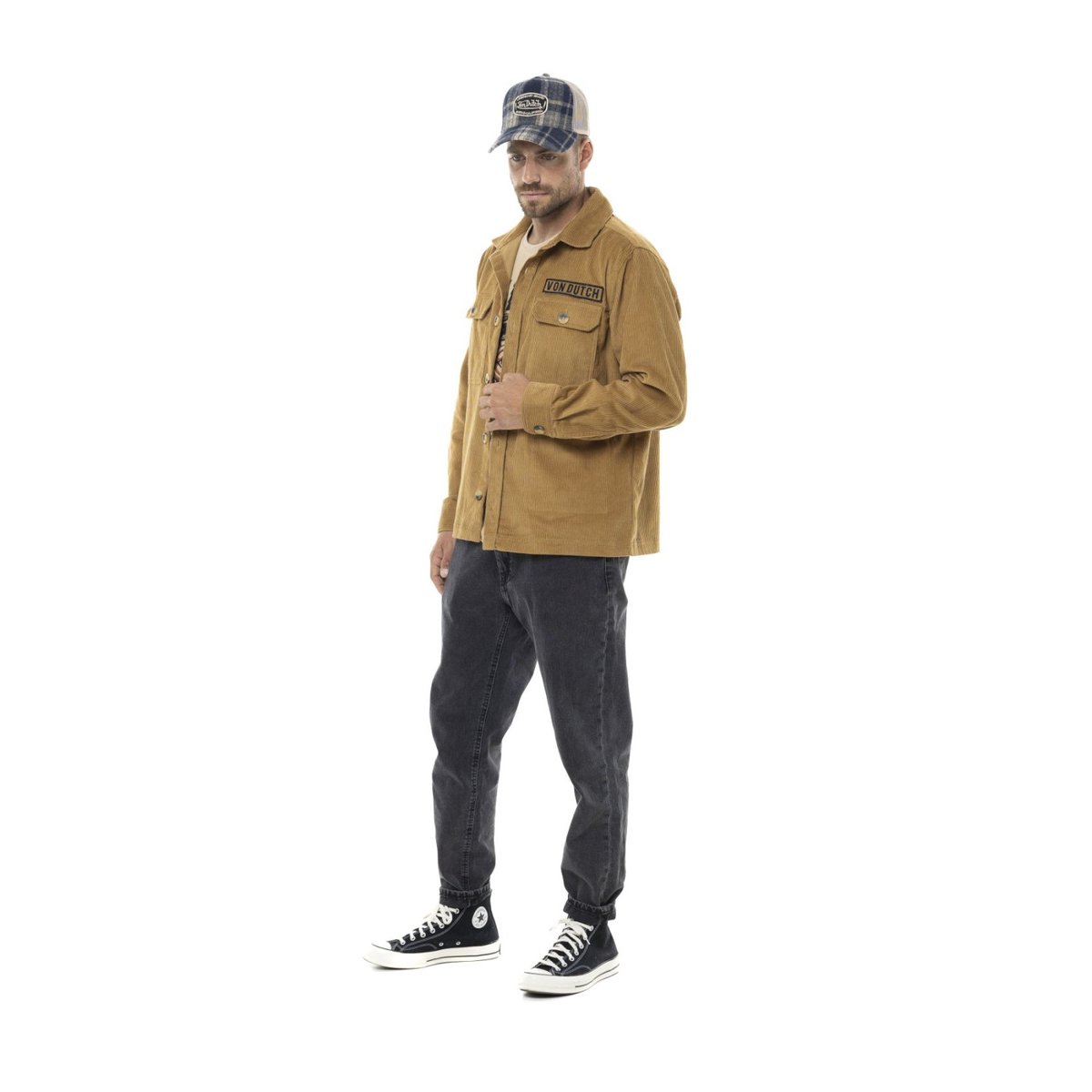 Veste coton 1929 marron camel / noir, VON DUTCH