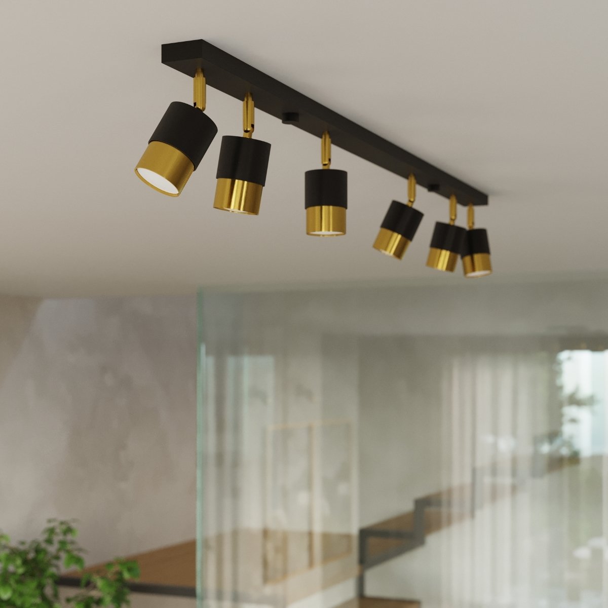 Plafonnier Acier Or/Noir GU10 2 Nero jaune, EDEN
