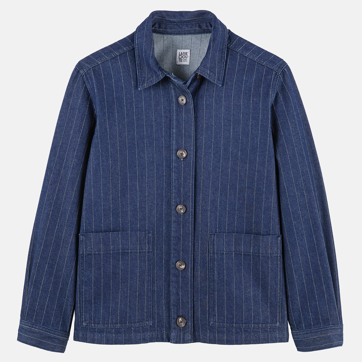 Veste à rayures, ample et droite, en coton rayé bleu, LA REDOUTE COLLECTIONS