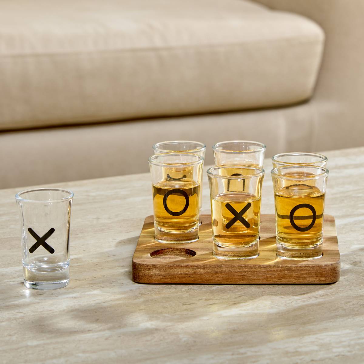 Jeu de morpion 10 pièces en verre JULES transparent, ATMOSPHERA