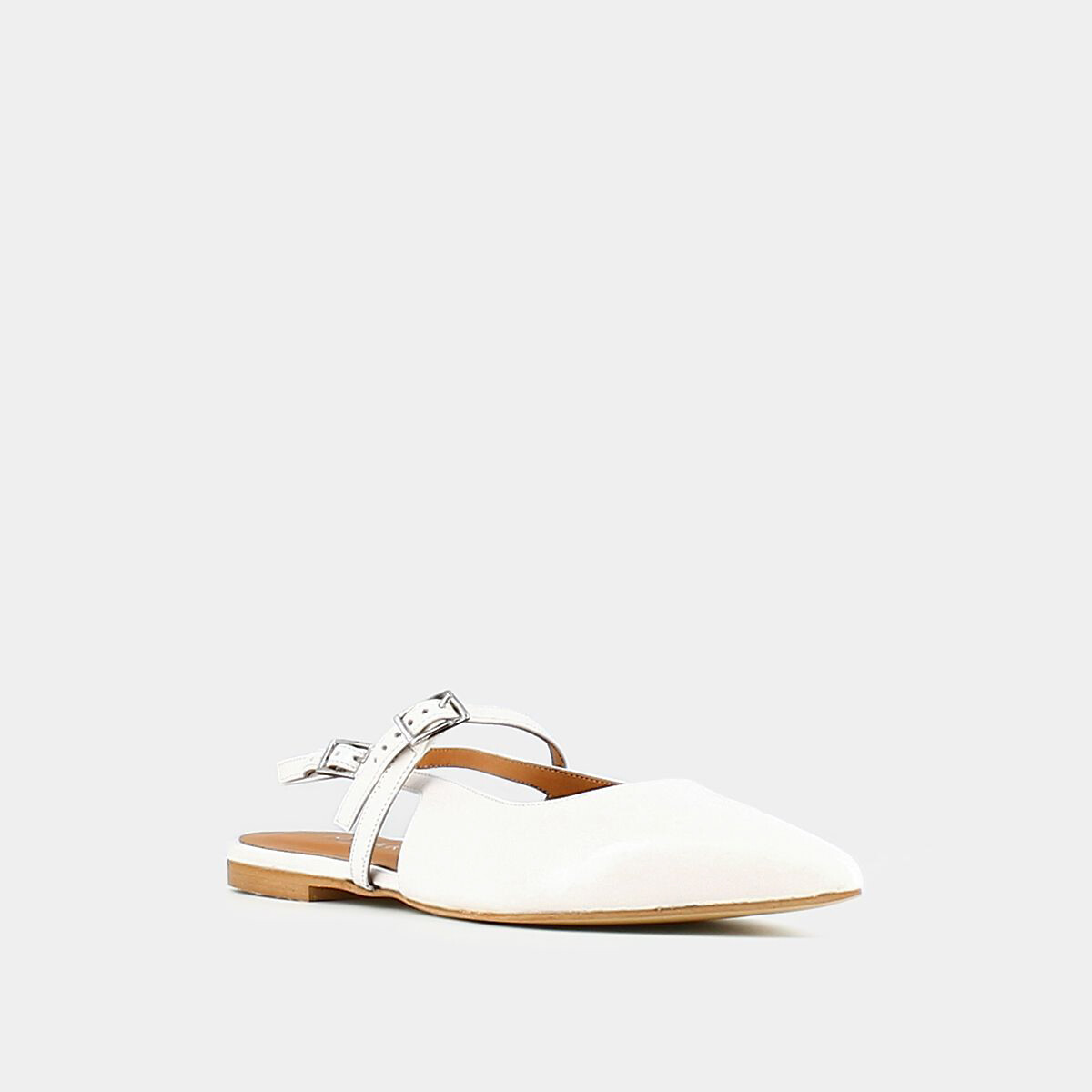 Ballerines slingback en cuir Dura ecru, JONAK